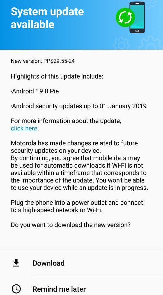 Moto G6 Update