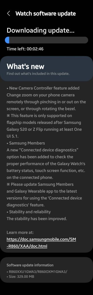 Galaxy Watch 4 Camera Controller Update