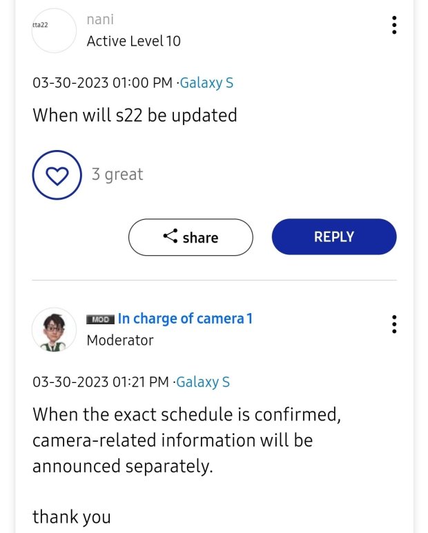 Galaxy S22 Camera Update